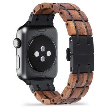 Bracelet Apple Watch - Bois de Koa et Acier Noir 3