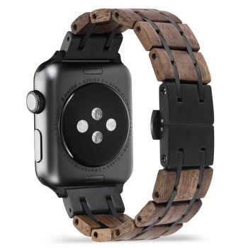 Bracelet Apple Watch - Bois de Noyer et Acier Noir 3
