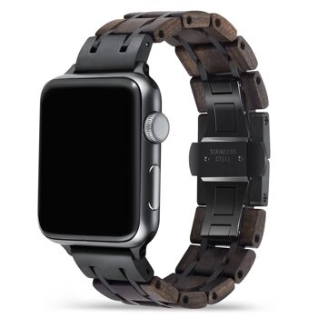 Bracelet Apple Watch - Bois de Santal et Acier Noir II 1