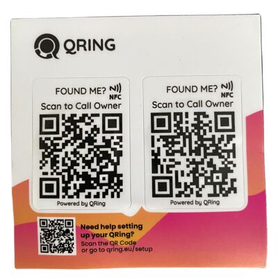 QRing Sticker Set with QR-code and NFC (Large) - Set with 2 stickers - White