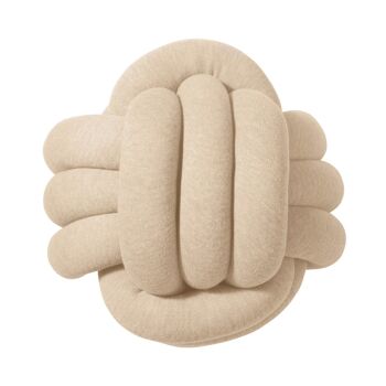 Coussin noeud en tricot beige 1