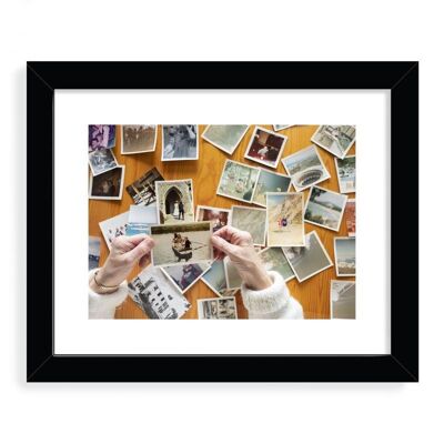 Looking at old photos Designer Framed Art Print