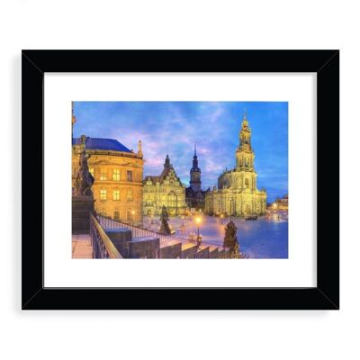 Dresden at dusk Designer Framed Art Print