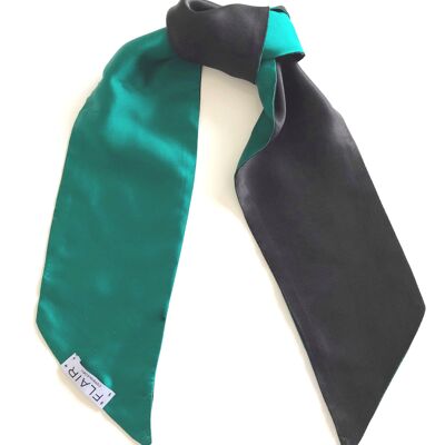 Silk Scarf in Forest Green and Black
