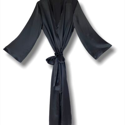 The Long Black Kimono Robe