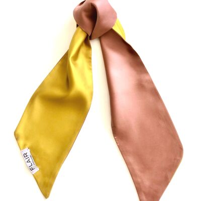 Silk Scarf in Gold and Sand Rose