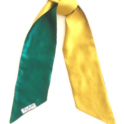 Silk Scarf in Forest Green and Gold
