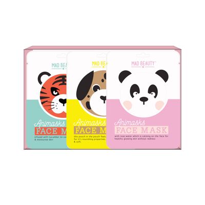 Animal Face Mask 3pc Set - Pk of 6