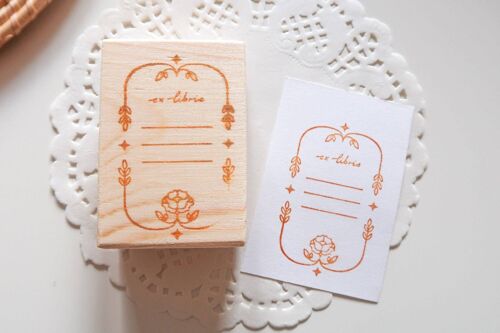 Ex-Libris Rose Rubber Stamp, Note & Wish Rubber Stamp