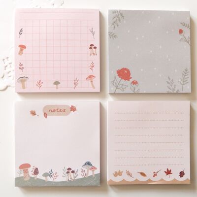 Autumn and Mushroom Memo Pad, Note & Wish Stationery Set - Autumn Garden