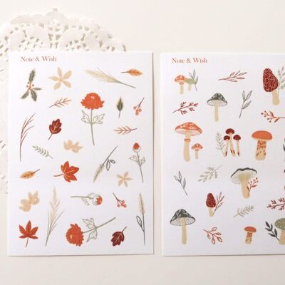Mushroom and Autumn Garden Stickers Set
