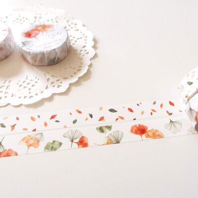 Bronze Ginkgo Washi Tape Set, Autumn Leaves Note & Wish Washi Set - Bronze Ginkgo