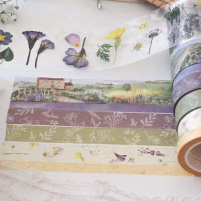 Secret Garden Washi Tape Set, Pressed Flowers and Cottagecore Washi Tape and Sticker Sets, Note & Wish Washi - Washi & Stickers Set