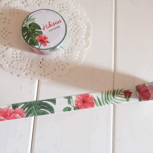 Tropical Leaves and Hibiscus Washi Tape, Tropical Plant Washi