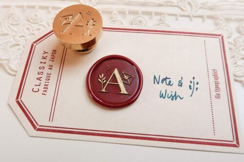 Initial Seal Stamp, Note & Wish Original Seal Stamp - A - Wax seal stamp box set (stamp, handle, wax stick & box)