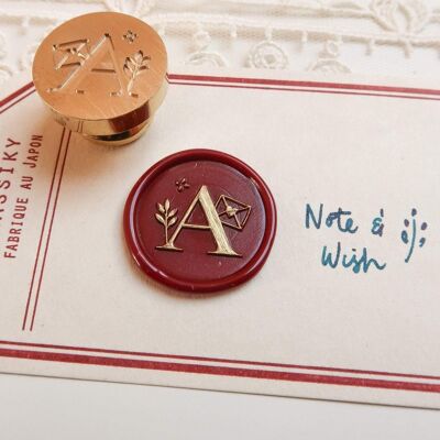 Initial Seal Stamp, Note & Wish Original Seal Stamp - A - Wax seal stamp box set (stamp, handle, wax stick & box)