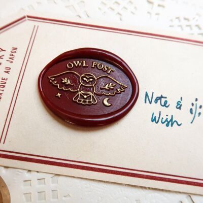 Owl Post Wax Seal Stamp, Note & Wish Original Seal Stamp - Wax seal stamp box set (stamp, handle, wax stick & box)