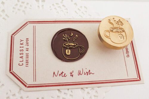 Cha Tea Wax Seal Stamp, Note & Wish Original Seal Stamp - Wax seal stamp box set (stamp, handle, wax stick & box)