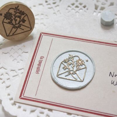 Floral Envelope Wax Seal Stamp, Note & Wish Original Seal Stamp - Stamp head