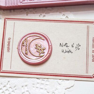 Botanical Moon Wax Seal Stamp, Note & Wish Original Seal Stamp - Wax seal stamp box set (stamp, handle, wax stick & box)