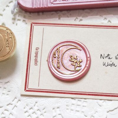 Botanical Moon Wax Seal Stamp, Note & Wish Original Seal Stamp - Stamp head