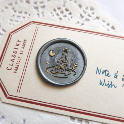 A Letter in a Bottle Wax Seal Stamp, Note & Wish Original Seal Stamp - Wax seal stamp box set (stamp, handle, wax stick & box)
