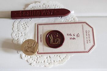 Book of Dreams Wax Seal Stamp, Note & Wish Seal Stamp - Coffret de timbres de sceau de cire (timbre, poignée, bâton de cire et boîte) 3