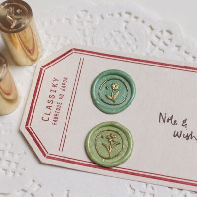 Tulip and Daisy Mini Sealing Stamp,  Note & Wish Original Wax Seal Stamp X