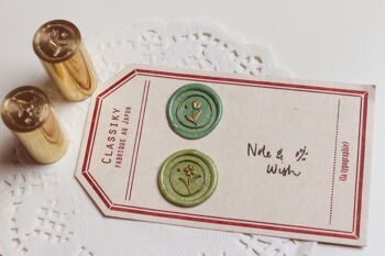Mini tampon de cachetage tulipe et marguerite, timbre de sceau de cire original Note & Wish X 3