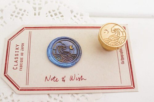 Wave Wax Seal Stamp, Note & Wish Original Seal Stamp - Wax seal stamp box set (stamp, handle, wax stick & box)