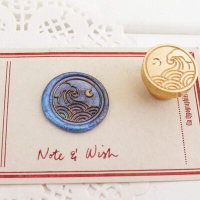 Wave Wax Seal Stamp, Note & Wish Original Seal Stamp - Wax seal stamp box set (stamp, handle, wax stick & box)