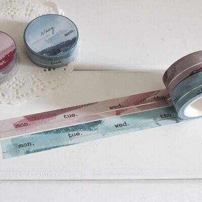 Burgundy and Navy Days Washi Tape, Note & Wish Washi - Burgundy & Navy Days