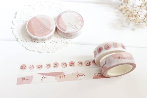 Beige Days & Numbers Washi Tape, Note and Wish Washi Tape - Days & Numbers