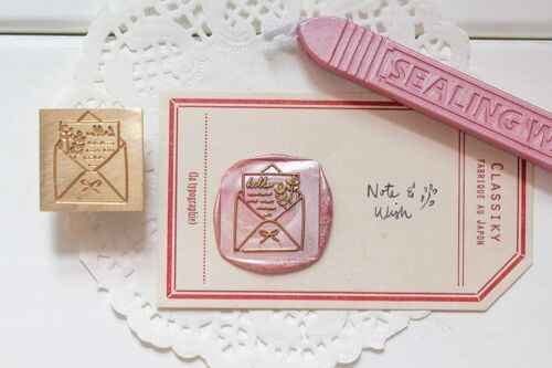 Hello Leaves Wax Seal Stamp, Note & Wish Original Wax Seal Stamp - Wax seal stamp box set (stamp, handle, wax stick & box)