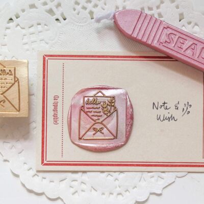 Hello Leaves Wax Seal Stamp, Note & Wish Original Wax Seal Stamp - Wax seal stamp box set (stamp, handle, wax stick & box)