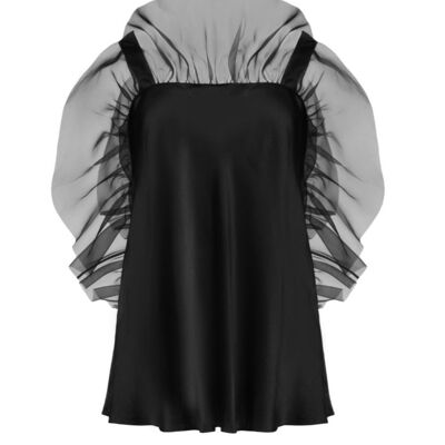 Doris - Top con balze realizzato in chiffon di seta