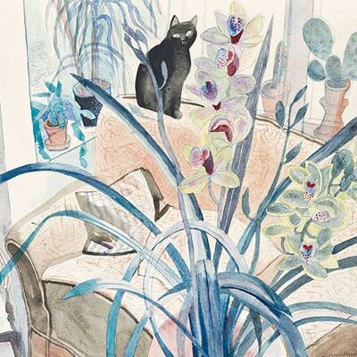 Cat and an Orchid, Edward Bawden
