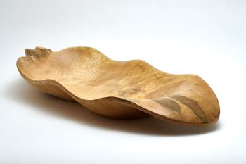 Bol en bois - coupe à fruits - saladier - modèle Feuille de bananier - naturel - L42 x L17,5 x H5cm 1