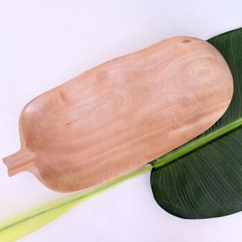 Bol en bois - coupe à fruits - saladier - modèle Feuille de bananier - naturel - L42 x L17,5 x H5cm 2