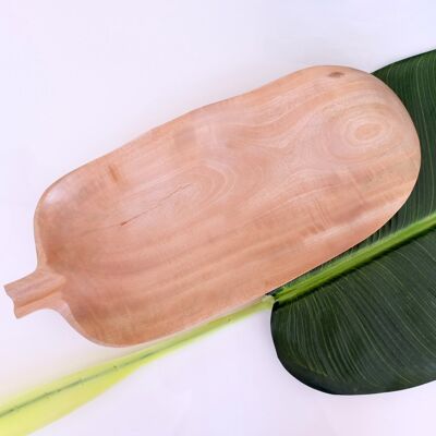 Ciotola in legno - fruttiera - insalatiera - modello Banana Leaf - bianca - L47 x P20 x H7.5cm