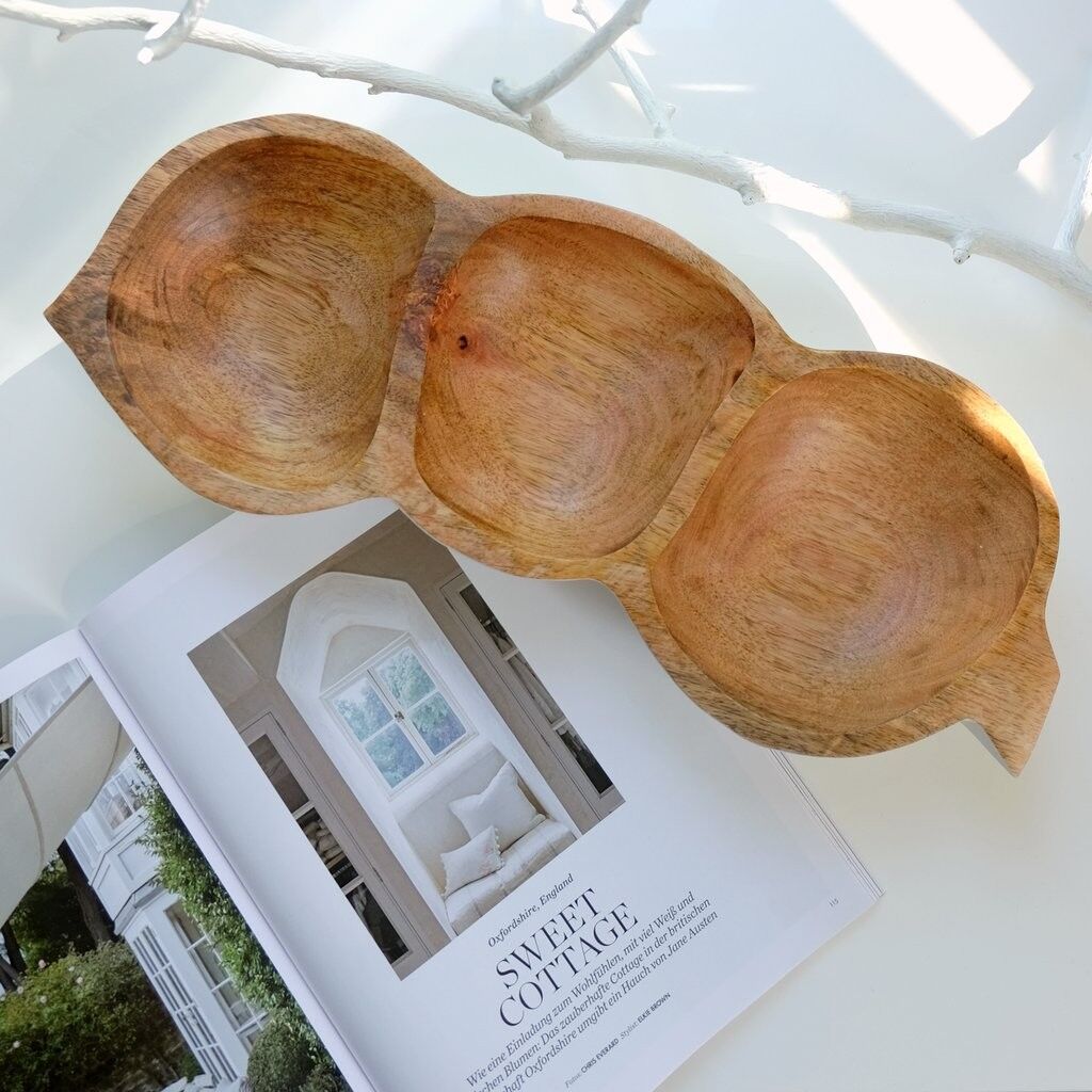 Ciotola in legno - fruttiera - insalatiera - modello Tamarind - bianco diamante - L L45xP15xH5cm