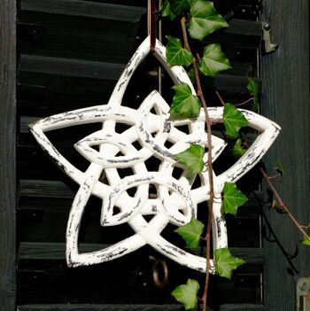 Bol en bois - bol à fruits - saladier - décoration Magical Star - blanc antique - L27,5xL12,5xH37,5cm 1