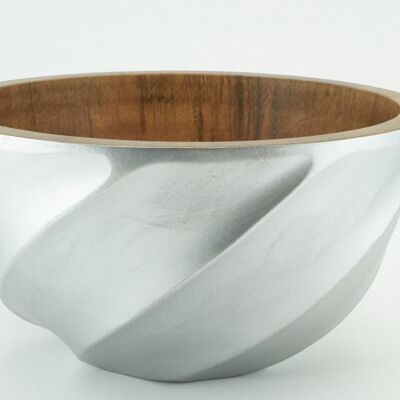 Wooden bowl - fruit bowl - salad bowl - Helix - silver - L (Øxh) 25cmx13cm