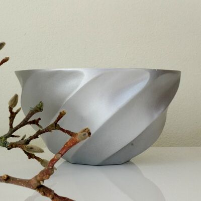 Wooden bowl - fruit bowl - salad bowl - Helix - silver - XL (Øxh) 30cmx15cm