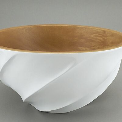 Wooden bowl - fruit bowl - salad bowl - Helix - diamond white - XL (Øxh) 30cmx15cm