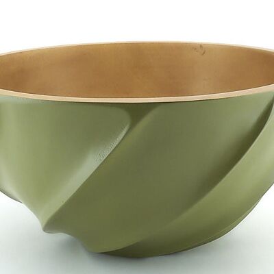 Wooden bowl - fruit bowl - salad bowl - Helix - olive green - L (Øxh) 25cmx13cm