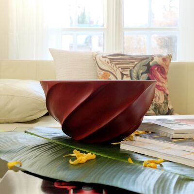 Wooden bowl - fruit bowl - salad bowl - Helix - red - L (Øxh) 25cmx13cm