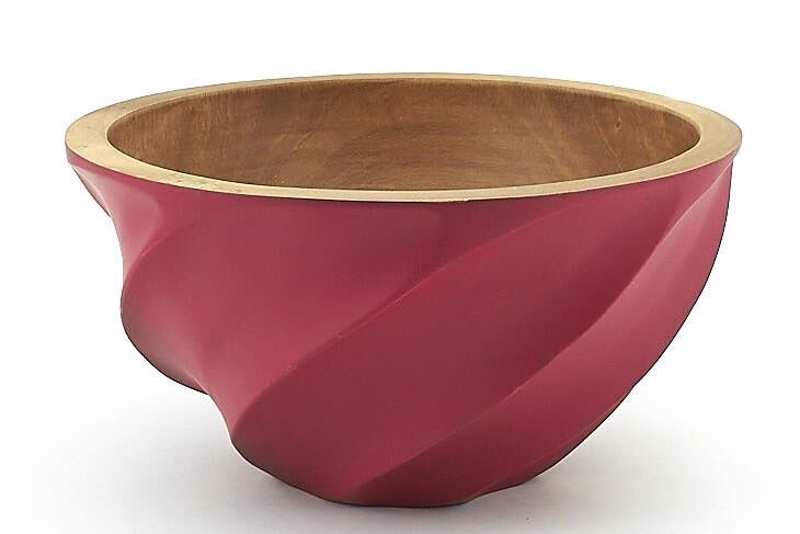 Ciotola in legno - fruttiera - insalatiera - Helix - rossa - XL (Øxh) 30cmx15cm