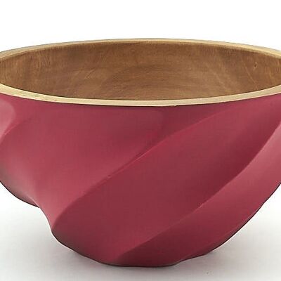 Wooden bowl - fruit bowl - salad bowl - Helix - red - XL (Øxh) 30cmx15cm