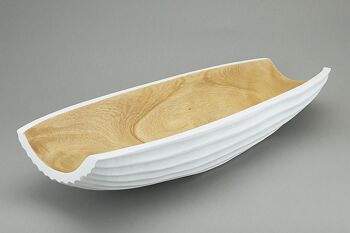 Bol en bois - coupe à fruits - saladier - modèle Lamina - blanc - L41xP15xH7,5cm 2